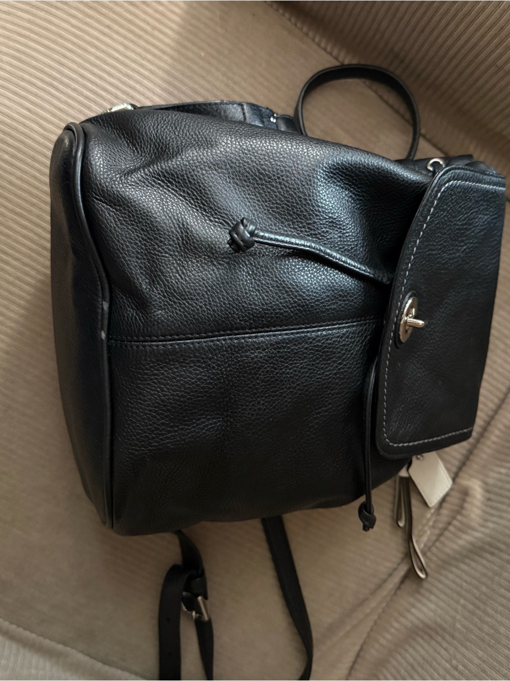 PRICE REDUCED! AUTHENTIC Coach Black Pebbled Leather Drawstring Mini Backpack - Picture 4 of 6